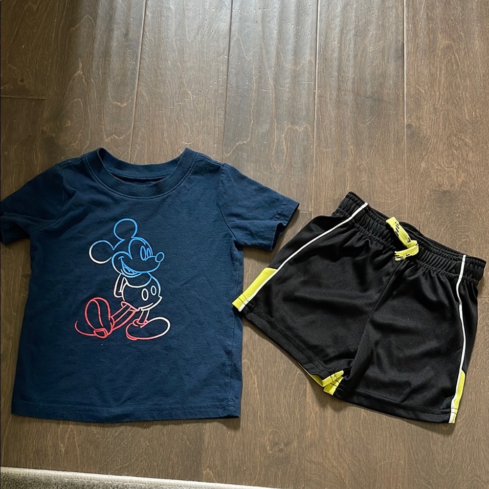 Jumping Beans 18M Mickey Mouse Navy T-Shirt and Active Black Shorts